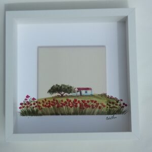 Quadro com azulejo e aguarela, pintado á mão. Por ser um trabalho manual, não há duas paisagens iguais.
